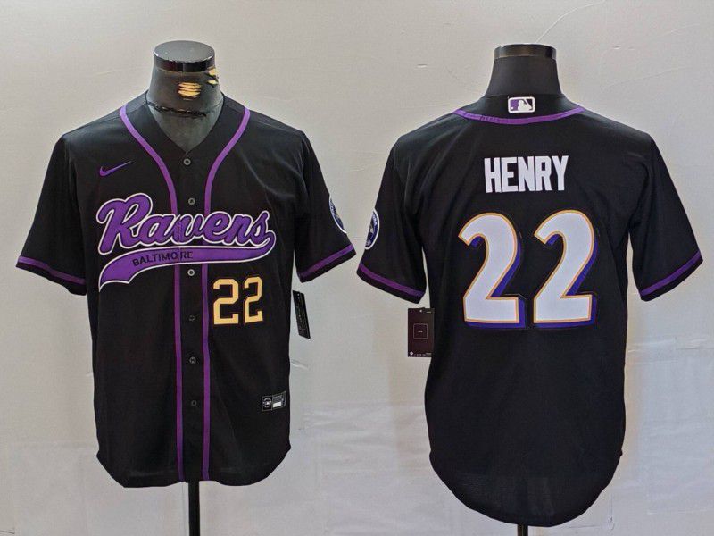 Men Baltimore Ravens 22 Henry Black Joint Name 2024 Nike Limited NFL Jersey style 2